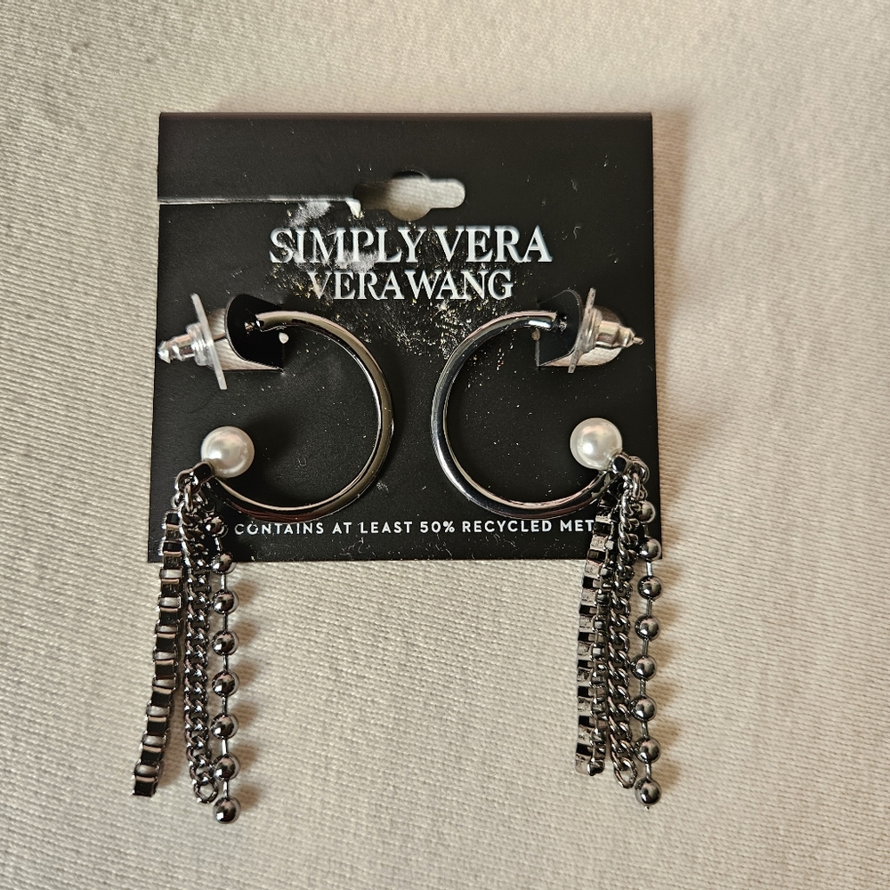 Simply Vera VeraWang Hoop Earrings Pearl Dangling